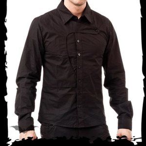 NWT Men's Black Button Up Dress Shirt Goth Rocker